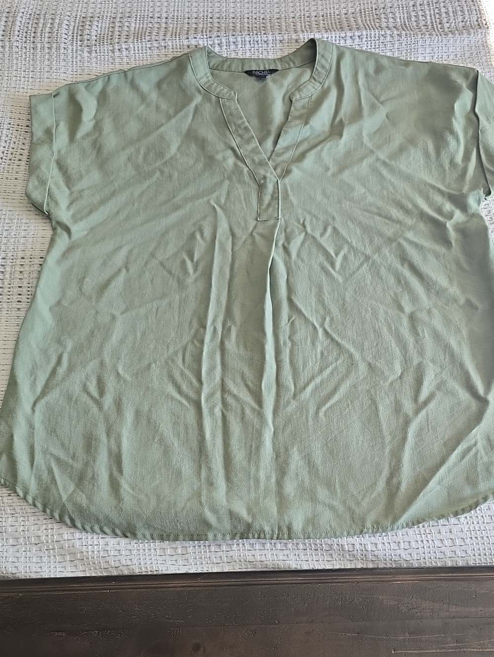 Relaxed Sage Green V-Neck Women's Top